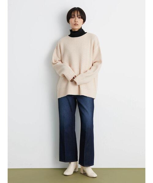 AMERICAN HOLIC（アメリカンホリック）の「テレコタートルネックカットプルオーバー（Tシャツ/カットソー・レディース・ブラック/オフホワイト/ブラック系その他4/ブラウン・L/M）」の7枚目の写真