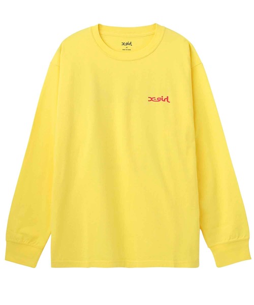 X-girl（エックスガール）の「JELLY LOGO L/S TEE/ミルズロゴ　ロンT/ロングティーシャツ（Tシャツ/カットソー・レディース・ホワイト/ブラック/イエロー・S/M/L/XL）」の7枚目の写真