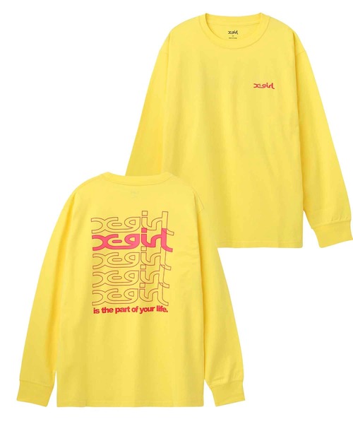 X-girl（エックスガール）の「JELLY LOGO L/S TEE/ミルズロゴ　ロンT/ロングティーシャツ（Tシャツ/カットソー・レディース・ホワイト/ブラック/イエロー・S/M/L/XL）」の21枚目の写真