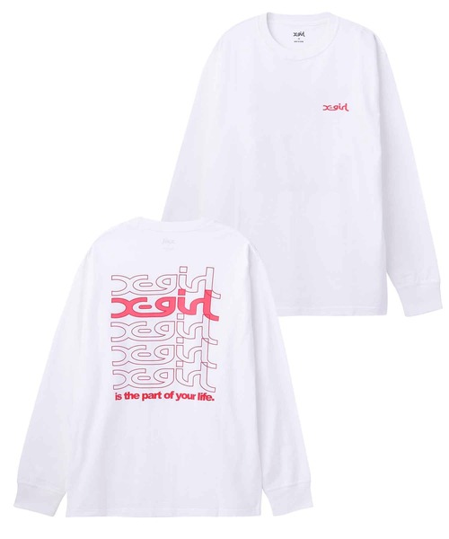 X-girl（エックスガール）の「JELLY LOGO L/S TEE/ミルズロゴ　ロンT/ロングティーシャツ（Tシャツ/カットソー・レディース・ホワイト/ブラック/イエロー・S/M/L/XL）」の22枚目の写真