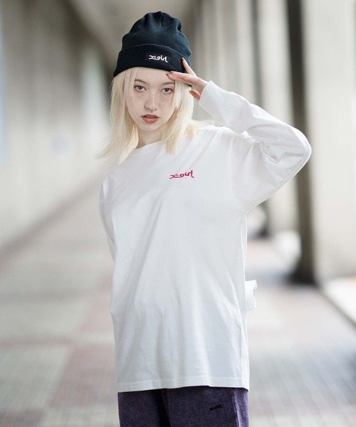 X-girl（エックスガール）の「JELLY LOGO L/S TEE/ミルズロゴ　ロンT/ロングティーシャツ（Tシャツ/カットソー・レディース・ホワイト/ブラック/イエロー・S/M/L/XL）」の16枚目の写真