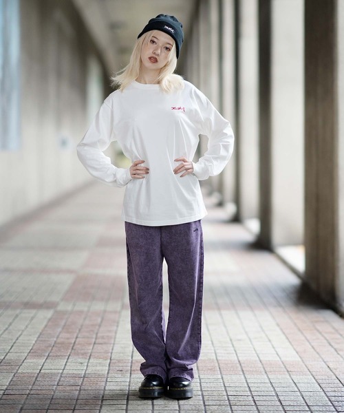 X-girl（エックスガール）の「JELLY LOGO L/S TEE/ミルズロゴ　ロンT/ロングティーシャツ（Tシャツ/カットソー・レディース・ホワイト/ブラック/イエロー・S/M/L/XL）」の17枚目の写真