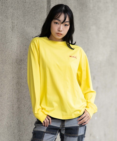 X-girl（エックスガール）の「JELLY LOGO L/S TEE/ミルズロゴ　ロンT/ロングティーシャツ（Tシャツ/カットソー・レディース・ホワイト/ブラック/イエロー・S/M/L/XL）」の14枚目の写真