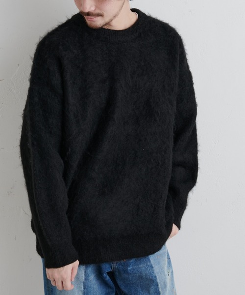 CIAOPANIC TYPY（チャオパニックティピー）の「【ZOZOTOWN限定】【ユニセックス】モヘアライクジャガードクルーネックニット（ニット/セーター・メンズ・ブラック/ネイビー/オレンジ/グリーン/アイボリー/サンドベージュ・MEDIUM/LARGE）」の3枚目の写真