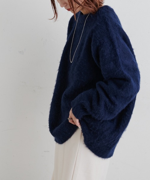 CIAOPANIC TYPY（チャオパニックティピー）の「【ZOZOTOWN限定】【ユニセックス】モヘアライクジャガードクルーネックニット（ニット/セーター・メンズ・ブラック/ネイビー/オレンジ/グリーン/アイボリー/サンドベージュ・MEDIUM/LARGE）」の13枚目の写真