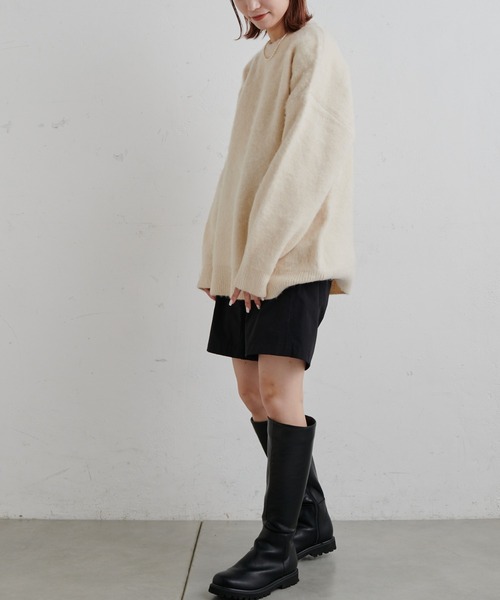 CIAOPANIC TYPY（チャオパニックティピー）の「【ZOZOTOWN限定】【ユニセックス】モヘアライクジャガードクルーネックニット（ニット/セーター・メンズ・ブラック/ネイビー/オレンジ/グリーン/アイボリー/サンドベージュ・MEDIUM/LARGE）」の11枚目の写真