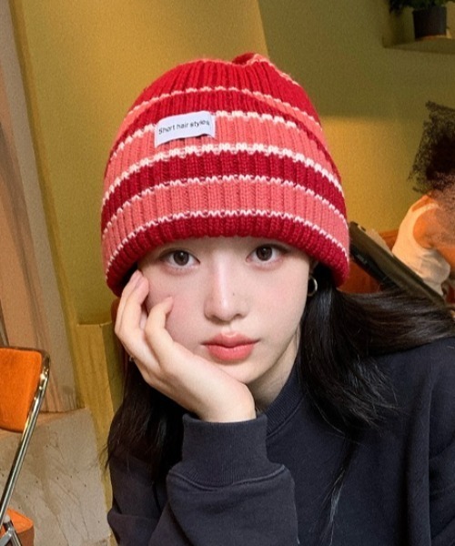 セール】ストライプニットビーニー（ニットキャップ/ビーニー
