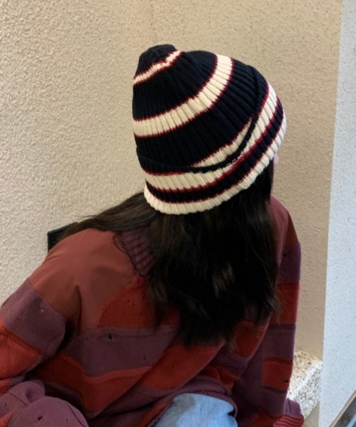 セール】ストライプニットビーニー（ニットキャップ/ビーニー