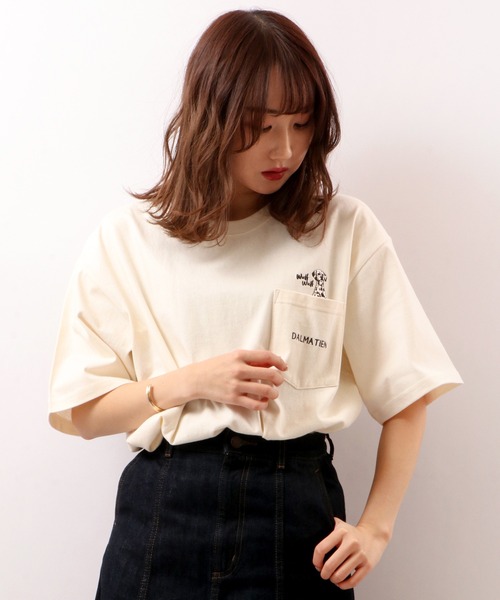 POWER TO THE PEOPLE（パワートゥーザピープル）の「POWER TO THE PEOPLE アニマルポケット刺繍Tシャツ（Tシャツ/カットソー・メンズ・グレイッシュブルー/オフホワイト/パープル/チャコールグレー・LL/M/L）」の7枚目の写真