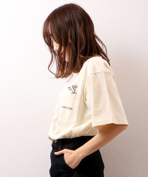 POWER TO THE PEOPLE（パワートゥーザピープル）の「POWER TO THE PEOPLE アニマルポケット刺繍Tシャツ（Tシャツ/カットソー・メンズ・グレイッシュブルー/オフホワイト/パープル/チャコールグレー・LL/M/L）」の8枚目の写真