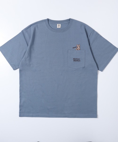 POWER TO THE PEOPLE（パワートゥーザピープル）の「POWER TO THE PEOPLE アニマルポケット刺繍Tシャツ（Tシャツ/カットソー・メンズ・グレイッシュブルー/オフホワイト/パープル/チャコールグレー・LL/M/L）」の12枚目の写真