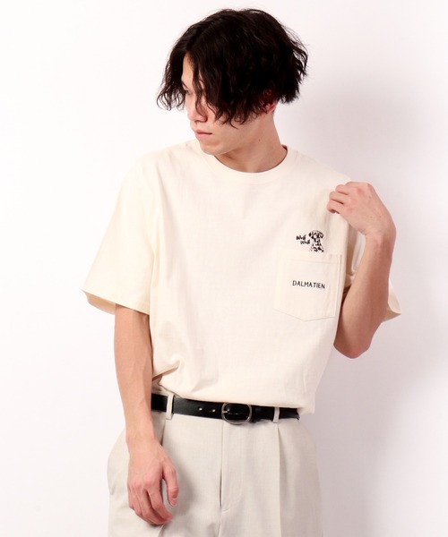 POWER TO THE PEOPLE（パワートゥーザピープル）の「POWER TO THE PEOPLE アニマルポケット刺繍Tシャツ（Tシャツ/カットソー・メンズ・グレイッシュブルー/オフホワイト/パープル/チャコールグレー・LL/M/L）」の19枚目の写真