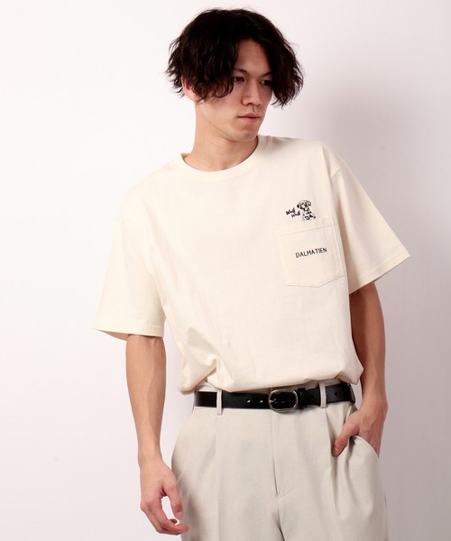 POWER TO THE PEOPLE（パワートゥーザピープル）の「POWER TO THE PEOPLE アニマルポケット刺繍Tシャツ（Tシャツ/カットソー・メンズ・グレイッシュブルー/オフホワイト/パープル/チャコールグレー・LL/M/L）」の18枚目の写真