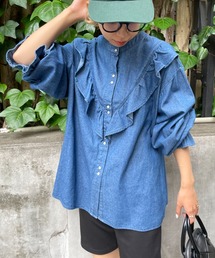 CIAOPANIC | 【WEB限定商品】バンドカラーデニムフリルブラウス(シャツ/ブラウス)
