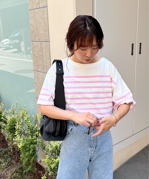 feepur（フェピュール）の「バスクボーダー半袖Tee（Tシャツ/カットソー・レディース・ホワイト×ブルー/ホワイト×ネイビー/ホワイト×ピンク/ネイビー×ホワイト・MEDIUM）」の11枚目の写真