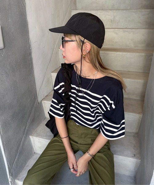 feepur（フェピュール）の「バスクボーダー半袖Tee（Tシャツ/カットソー・レディース・ホワイト×ブルー/ホワイト×ネイビー/ホワイト×ピンク/ネイビー×ホワイト・MEDIUM）」の19枚目の写真