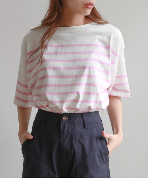 feepur（フェピュール）の「バスクボーダー半袖Tee（Tシャツ/カットソー・レディース・ホワイト×ブルー/ホワイト×ネイビー/ホワイト×ピンク/ネイビー×ホワイト・MEDIUM）」の21枚目の写真