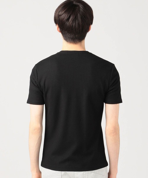 HIDEAWAYS NICOLE（ハイダウェイニコル）の「ブロックリンクスシルケット加工半袖Ｔシャツ（Tシャツ/カットソー・メンズ・オフホワイト/ブラック/ブラック×ホワイト/サックスブルー・MEDIUM/LARGE/X-LARGE）」の5枚目の写真