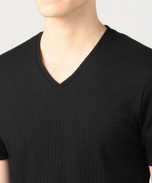 HIDEAWAYS NICOLE（ハイダウェイニコル）の「ブロックリンクスシルケット加工半袖Ｔシャツ（Tシャツ/カットソー・メンズ・オフホワイト/ブラック/ブラック×ホワイト/サックスブルー・MEDIUM/LARGE/X-LARGE）」の7枚目の写真