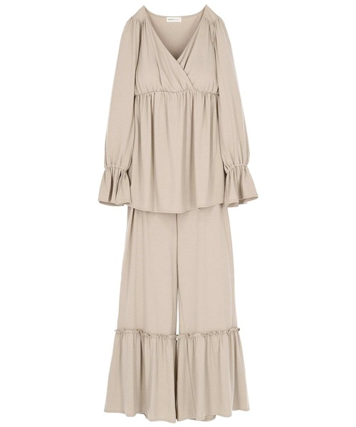 AMPHI(アンフィ)の「ベア天竺 カップ付き パジャマ(セットアップ)(ルームウェア/パジャマ・レディース・ブルー/アイボリー・MEDIUM/LARGE)」の1枚目の写真