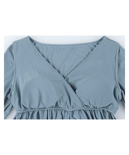 AMPHI(アンフィ)の「ベア天竺 カップ付き パジャマ(セットアップ)(ルームウェア/パジャマ・レディース・ブルー/アイボリー・MEDIUM/LARGE)」の4枚目の写真