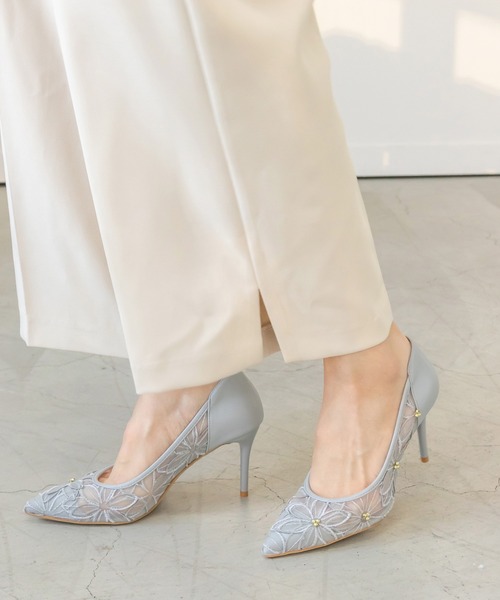 RANDA（ランダ）の「フラワー刺繍シースルーパンプス（パンプス・レディース・ベージュ/ホワイト/ブルー/アイボリー/パープル・23/24.5/22/22.5/24/23.5/25）」の5枚目の写真