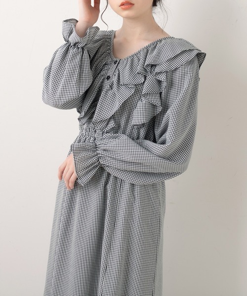 OLIVE des OLIVE(オリーブデオリーブ)の「たくさんフリルワンピース(ワンピース・レディース・ブラック/ワンウォッシュ/ライトグレー・FREE)」の1枚目の写真