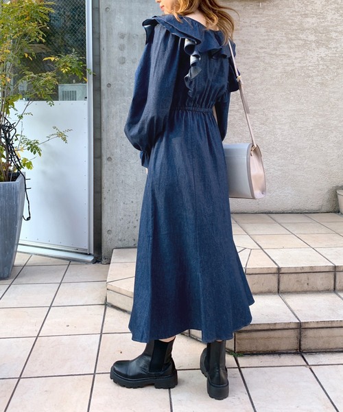 OLIVE des OLIVE(オリーブデオリーブ)の「たくさんフリルワンピース(ワンピース・レディース・ブラック/ワンウォッシュ/ライトグレー・FREE)」の5枚目の写真