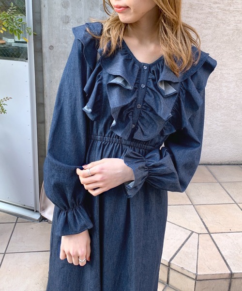 OLIVE des OLIVE(オリーブデオリーブ)の「たくさんフリルワンピース(ワンピース・レディース・ブラック/ワンウォッシュ/ライトグレー・FREE)」の15枚目の写真