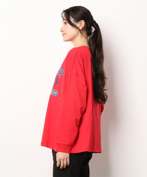 RODEO CROWNS WIDE BOWL（ロデオクラウンズワイドボウル）の「ドッキングスリーブTシャツ（Tシャツ/カットソー・レディース・ネイビー/レッド/グレー×ホワイト・FREE）」の5枚目の写真