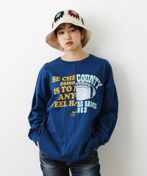RODEO CROWNS WIDE BOWL（ロデオクラウンズワイドボウル）の「ドッキングスリーブTシャツ（Tシャツ/カットソー・レディース・ネイビー/レッド/グレー×ホワイト・FREE）」の3枚目の写真