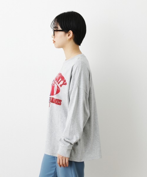 RODEO CROWNS WIDE BOWL（ロデオクラウンズワイドボウル）の「ドッキングスリーブTシャツ（Tシャツ/カットソー・レディース・ネイビー/レッド/グレー×ホワイト・FREE）」の15枚目の写真