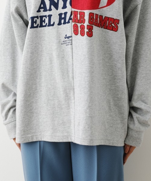 RODEO CROWNS WIDE BOWL（ロデオクラウンズワイドボウル）の「ドッキングスリーブTシャツ（Tシャツ/カットソー・レディース・ネイビー/レッド/グレー×ホワイト・FREE）」の7枚目の写真