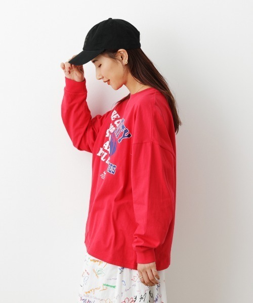 RODEO CROWNS WIDE BOWL（ロデオクラウンズワイドボウル）の「ドッキングスリーブTシャツ（Tシャツ/カットソー・レディース・ネイビー/レッド/グレー×ホワイト・FREE）」の12枚目の写真