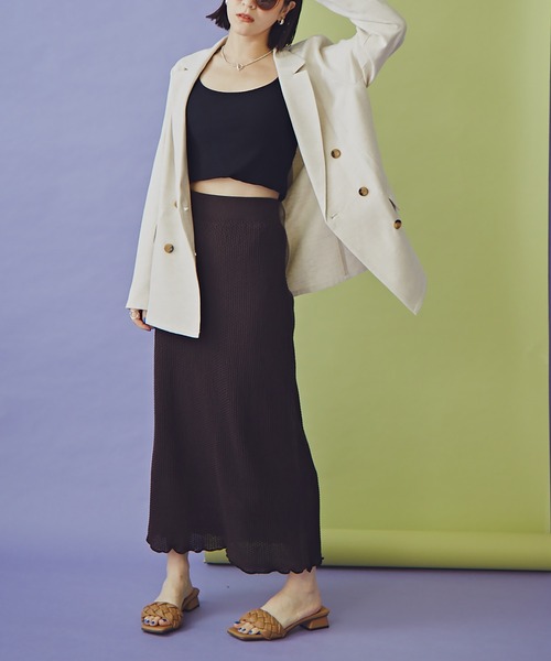 N.(N. Natural Beauty Basic)(エヌエヌナチュラルビューティーベーシック)の「《n.'look》◆透かし柄ニットスカート(スカート・レディース・ブラウン/レッド/ブルーグレー・MEDIUM)」の3枚目の写真