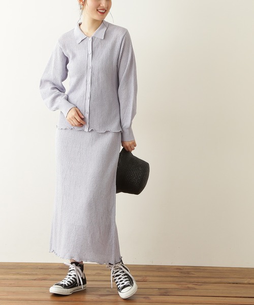 N.(N. Natural Beauty Basic)(エヌエヌナチュラルビューティーベーシック)の「《n.'look》◆透かし柄ニットスカート(スカート・レディース・ブラウン/レッド/ブルーグレー・MEDIUM)」の4枚目の写真