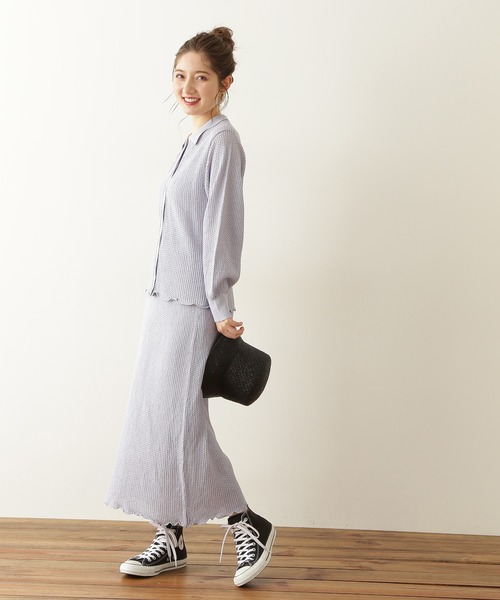 N.(N. Natural Beauty Basic)(エヌエヌナチュラルビューティーベーシック)の「《n.'look》◆透かし柄ニットスカート(スカート・レディース・ブラウン/レッド/ブルーグレー・MEDIUM)」の6枚目の写真