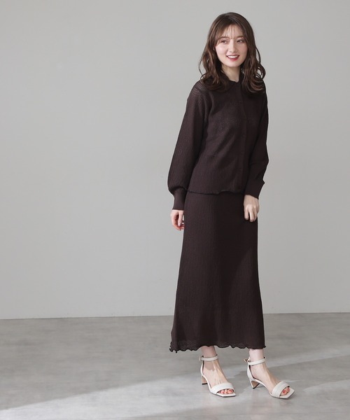 N.(N. Natural Beauty Basic)(エヌエヌナチュラルビューティーベーシック)の「《n.'look》◆透かし柄ニットスカート(スカート・レディース・ブラウン/レッド/ブルーグレー・MEDIUM)」の12枚目の写真