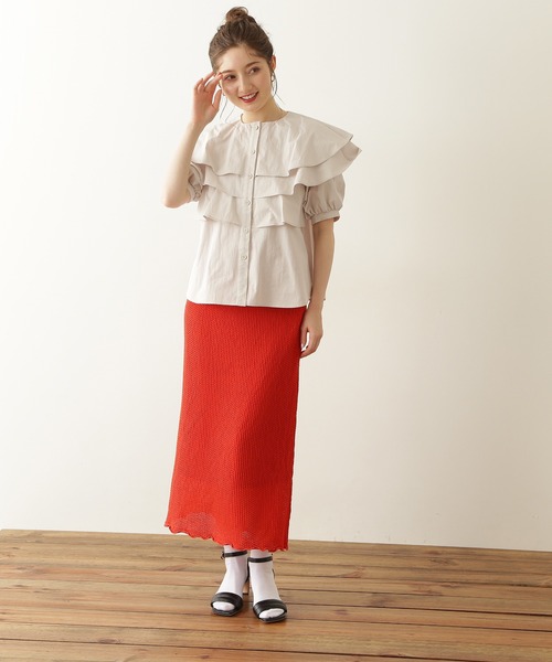 N.(N. Natural Beauty Basic)(エヌエヌナチュラルビューティーベーシック)の「《n.'look》◆透かし柄ニットスカート(スカート・レディース・ブラウン/レッド/ブルーグレー・MEDIUM)」の17枚目の写真