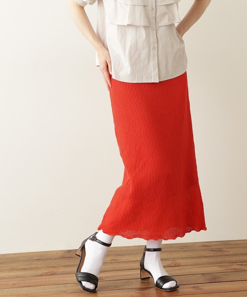 N.(N. Natural Beauty Basic)(エヌエヌナチュラルビューティーベーシック)の「《n.'look》◆透かし柄ニットスカート(スカート・レディース・ブラウン/レッド/ブルーグレー・MEDIUM)」の16枚目の写真