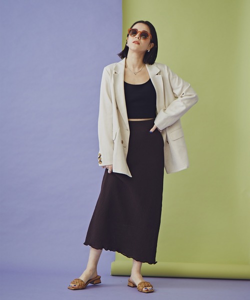 N.(N. Natural Beauty Basic)(エヌエヌナチュラルビューティーベーシック)の「《n.'look》◆透かし柄ニットスカート(スカート・レディース・ブラウン/レッド/ブルーグレー・MEDIUM)」の8枚目の写真