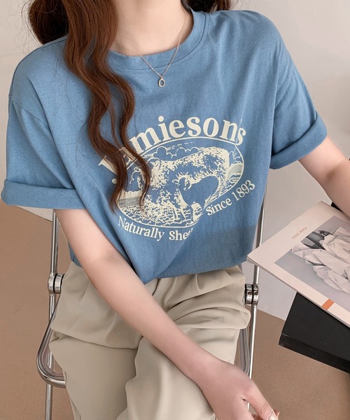 ABITOKYO(アビトーキョー)の「カラープリントルーズシルエットロゴTシャツ(Tシャツ/カットソー・レディース・ホワイト/ライトブルー/ブラック/ライトグリーン・M/L)」の4枚目の写真