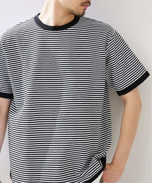 【ニット+カットソーの2点セット】カノコ ボーダークルーネック Tシャツ