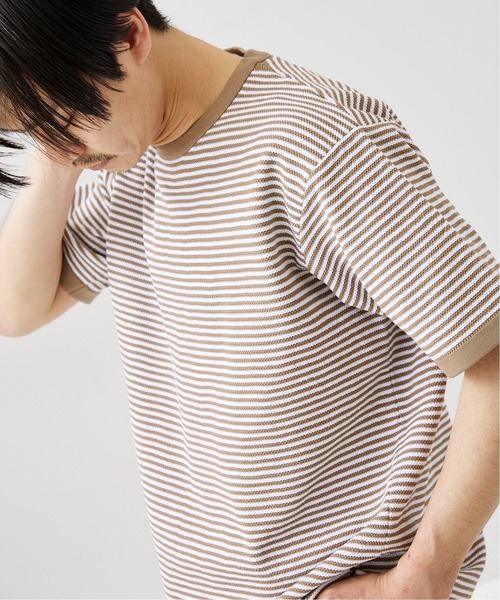 417 EDIFICE(フォーワンセブンエディフィス)の「【ニット+カットソーの2点セット】カノコ ボーダークルーネック Tシャツ(ニット/セーター・メンズ・ブラック系その他/ベージュ系その他/ブルー系その他/オレンジ系その他・SMALL/MEDIUM/LARGE)」の5枚目の写真