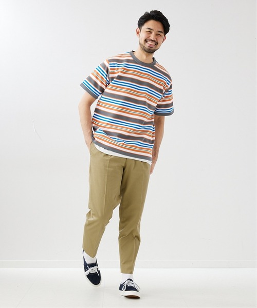 417 EDIFICE(フォーワンセブンエディフィス)の「【ニット+カットソーの2点セット】カノコ ボーダークルーネック Tシャツ(ニット/セーター・メンズ・ブラック系その他/ベージュ系その他/ブルー系その他/オレンジ系その他・SMALL/MEDIUM/LARGE)」の10枚目の写真