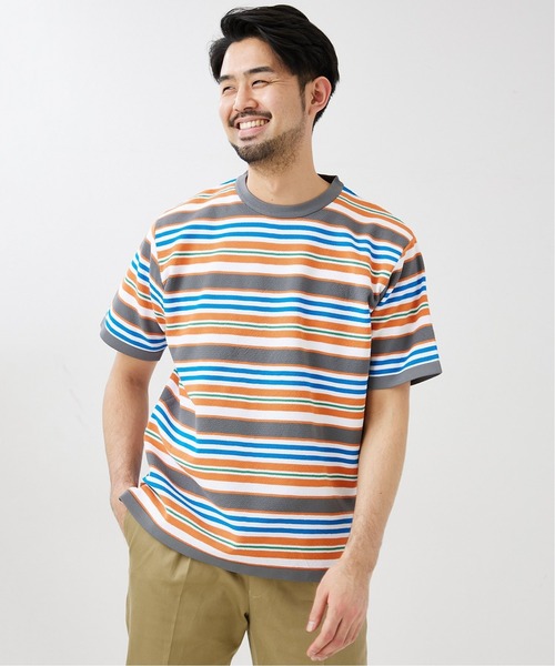 417 EDIFICE(フォーワンセブンエディフィス)の「【ニット+カットソーの2点セット】カノコ ボーダークルーネック Tシャツ(ニット/セーター・メンズ・ブラック系その他/ベージュ系その他/ブルー系その他/オレンジ系その他・SMALL/MEDIUM/LARGE)」の12枚目の写真
