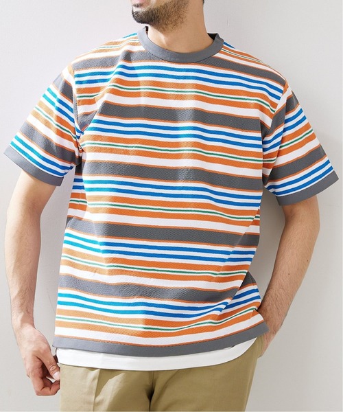 417 EDIFICE(フォーワンセブンエディフィス)の「【ニット+カットソーの2点セット】カノコ ボーダークルーネック Tシャツ(ニット/セーター・メンズ・ブラック系その他/ベージュ系その他/ブルー系その他/オレンジ系その他・SMALL/MEDIUM/LARGE)」の14枚目の写真