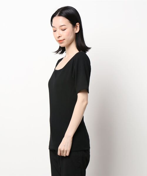 HONEYSUCKLE ROSE(ハニーサックルローズ)の「【HONEYSUCKLE ROSE】リブスクエアネックT(Tシャツ/カットソー・レディース・ライトグレー/ブラック/オフホワイト・S/M/L)」の5枚目の写真