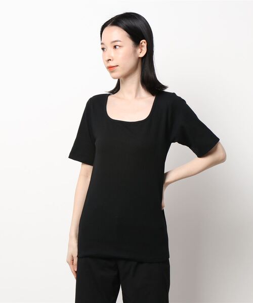 HONEYSUCKLE ROSE(ハニーサックルローズ)の「【HONEYSUCKLE ROSE】リブスクエアネックT(Tシャツ/カットソー・レディース・ライトグレー/ブラック/オフホワイト・S/M/L)」の9枚目の写真
