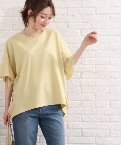 SHOO・LA・RUE（シューラルー）の「◆袖フリルパイピングプルオーバー（Tシャツ/カットソー・レディース・ブラック/イエロー/ホワイト系/ピンク系・00）」の4枚目の写真